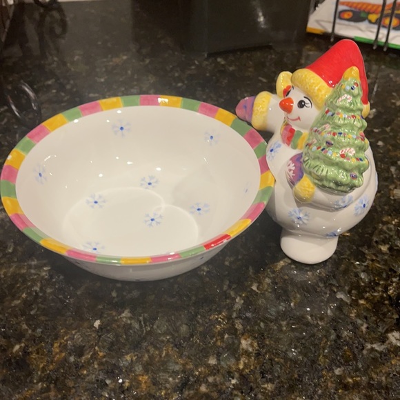 Christopher Radko Christmas Traditions Snowman Candy Dish - Picture 2 of 6